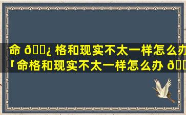 命 🌿 格和现实不太一样怎么办「命格和现实不太一样怎么办 🐅 呢」